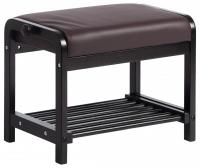 Обувница AX-1021 дерево береза/экокожа, 35х53х45 см, дерево: венге #9, экокожа темно-коричневая