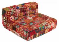 Модуль мягкий со спинкой Secret De Maison GIPSY (mod. MA-100) cotton patchwork, 80х80х43см, этнический красный. Фото №1