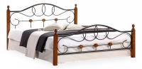 Кровать AT-822 дерево гевея/металл, 160*200 см (Queen bed), красный дуб/черный фото Кровать AT-822 дерево гевея/металл, 160*200 см (Queen bed), красный дуб/черный. Фото №1