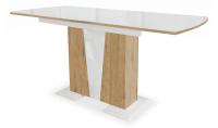 Стол Фрегат обеденный (белый/дуб катания/стекло)