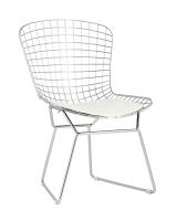 Стул обеденный Bertoia хромированный с белой подушкой фото Стул обеденный Bertoia хромированный с белой подушкой. Фото №1