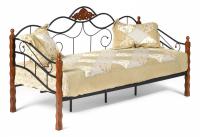 Кровать CANZONA Wood slat base дерево гевея/металл, 90*200 см (Day bed), красный дуб/черный