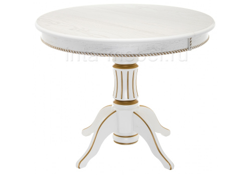 Стол деревянный Павия 130 молочный с золотой патиной. Фото №1