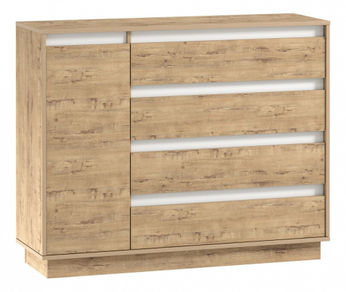 Комод Virginia НМ 011.01, Белый Скандинавский/Дуб Бунратти. Фото №1