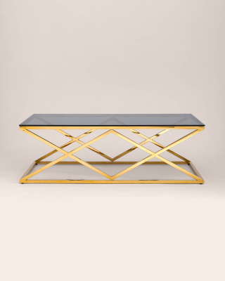 Журнальный стол 120*60 ИНСИГНИЯ золото стекло smoke фото Журнальный стол 120*60 ИНСИГНИЯ золото стекло smoke. Фото №4