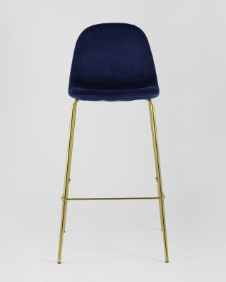 Стул барный Валенсия велюр синий золотые ножки. Фото №4
