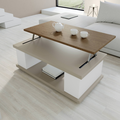 Журнальный стол NORA 2055 Arena mate/Blanco mate/Tilo фото Журнальный стол NORA 2055 Arena mate/Blanco mate/Tilo. Фото №2