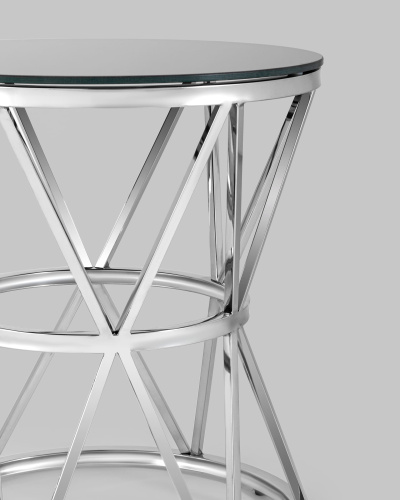 Журнальный стол 50*50 ВИВА серебро стекло черное. Фото №6