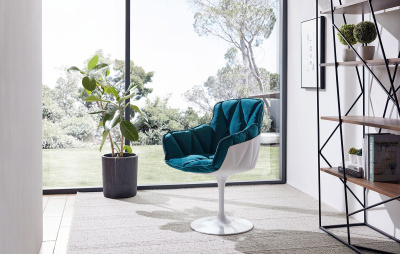 Дизайнерское кресло DC1571D(V2) белый/бирюзовый. Фото