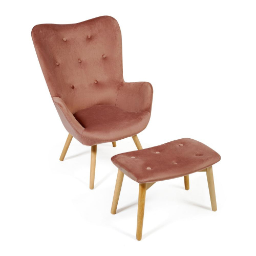 Кресло Secret De Maison Kontour с оттоманкой (mod.1534L) (Коралловый). Фото №1