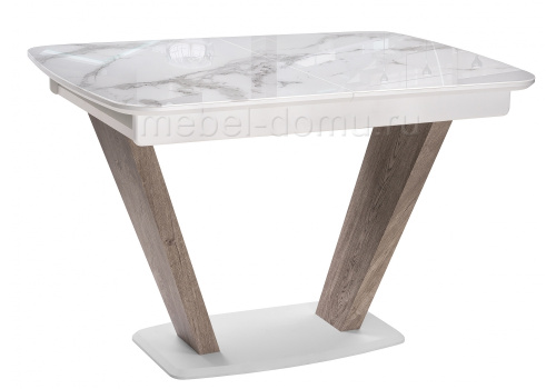 Стол Петир дуб с пилением / белая шагрень. Фото №1