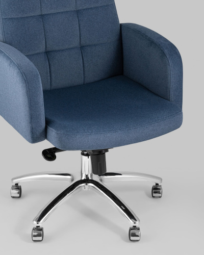 Кресло руководителя Лансет микровелюр темно-синий. Фото №9