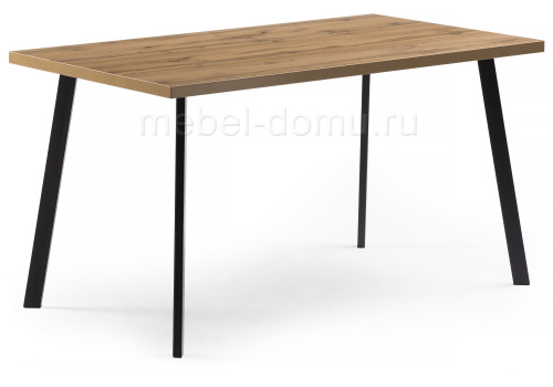 Стол деревянный Тринити Лофт 140 25 мм дуб вотан / черный матовый. Фото №1