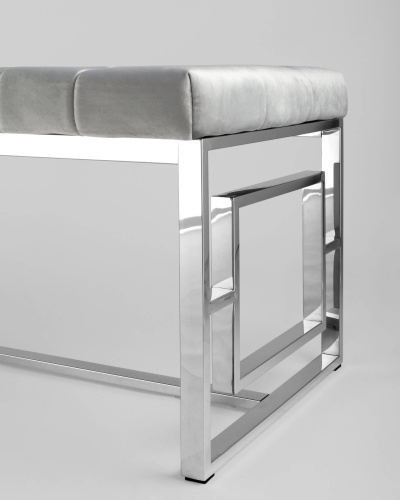 Банкетка-скамейка БРУКЛИН велюр серый сталь серебро. Фото №6