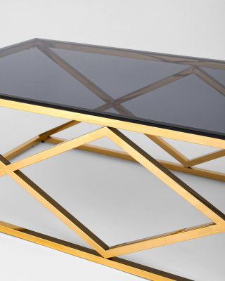 Журнальный стол 120*60 ИНСИГНИЯ золото стекло smoke фото Журнальный стол 120*60 ИНСИГНИЯ золото стекло smoke. Фото №5