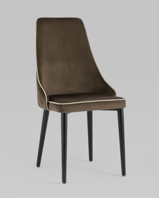 Стул Луис с кантом велюр коричневый. Фото