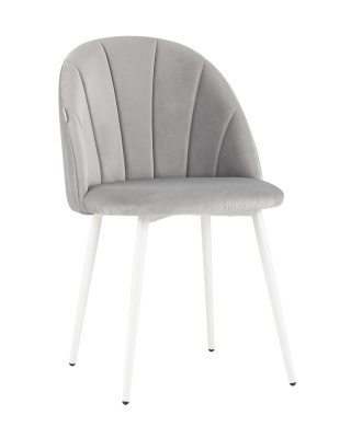 Стул Логан велюр светло-серый белые ножки фото Стул Логан велюр светло-серый белые ножки. Фото №2