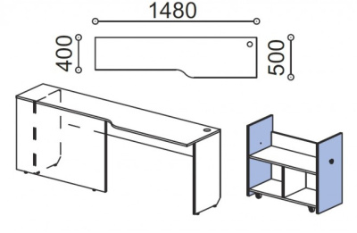 Стол-тумба для двухэтажного блока Силуэт. Фото