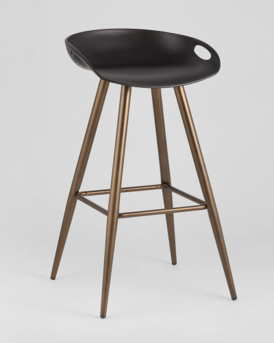 Стул барный Флэш черный, бронзовые ножки. Фото №3