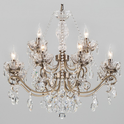 Потолочная люстра Eurosvet Teodore 10103/12 античная бронза/прозрачный хрусталь Strotskis. Фото №1