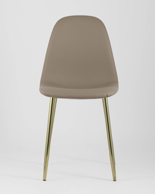 Стул Валенсия экокожа коричневая золотые ножки. Фото