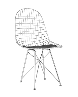 Стул обеденный Eiffel хромированный с черной подушкой. Фото