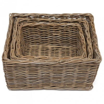 Корзина Secret De Maison Pago (набор из 3 штук )  натуральный ротанг, 55*44*26/49*38*22/43*32*18 см, Натуральный Кубу / Natural Kubu. Фото №2