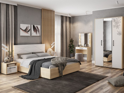 Зара Кровать 1.4 Люкс дуб сонома/белый фото Зара Кровать 1.4 Люкс дуб сонома/белый. Фото