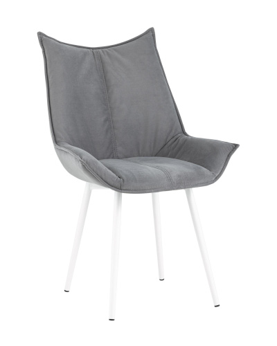 Стул Осло велюр серый белые ножки. Фото №1