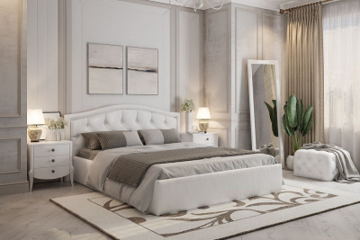 Верона Кровать 1.6 белый (экокожа) фото Верона Кровать 1.6 белый (экокожа). Фото